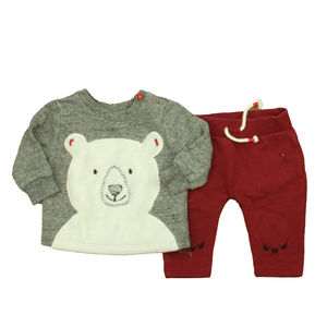 ED Boys Gray | Ivory Maroon Apparel Sets size: 3 Months